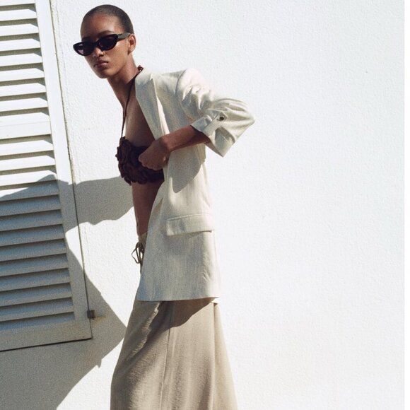 Zara Jackets & Blazers - Zara Linen Blend Blazer w/ Rolled Up Sleeves